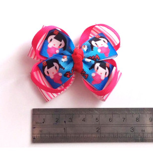Peco Chan / Pucca Grosgrain Ribbon Girls Hair Bows ( Hair Clip or Hair Band) Style A or B